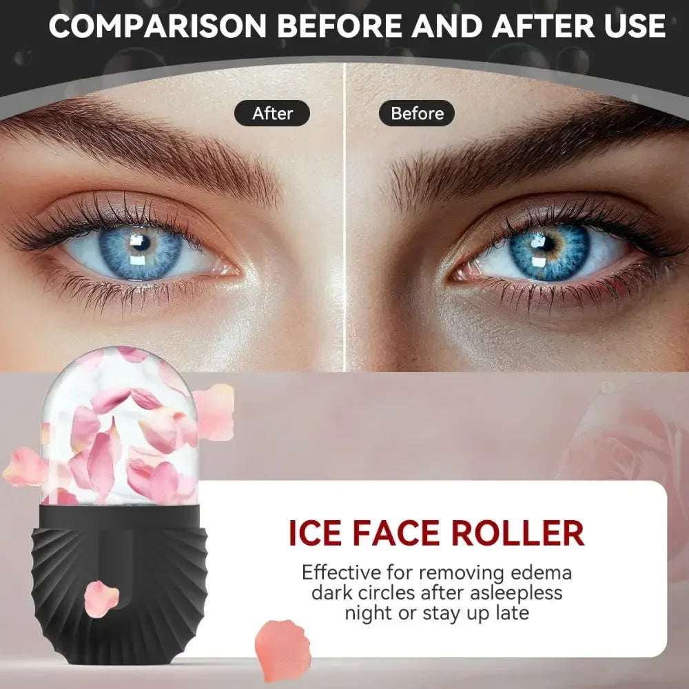 Facial Ice Roller for Anti-Puffiness & Glow Silicone Cube Massager Tool.