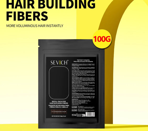 Keratin Hair Fibers 100g refill bag with keratin powder resealable pouch and CPNP registration label