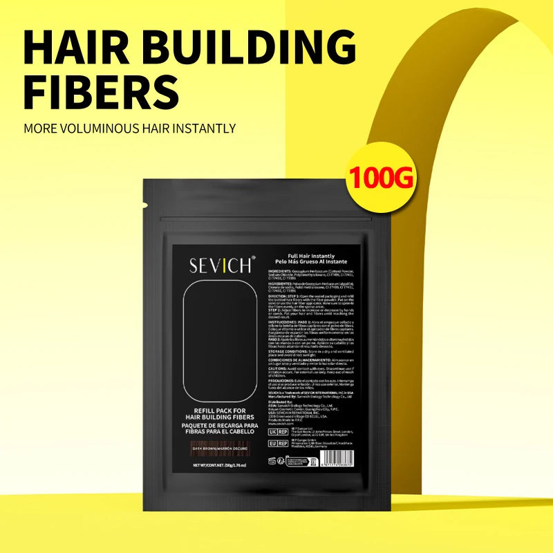Keratin Hair Fibers 100g refill bag with keratin powder resealable pouch and CPNP registration label