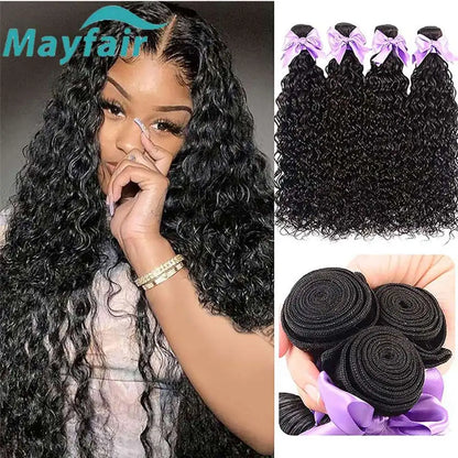 100 Percent Human Hair Water Wave Brazilian Natural Color 12A 30 32 Inch 1 3 4 Bundles by Beauty Bae