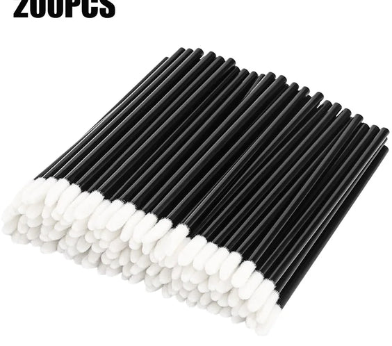 Disposable Lip Wands Wool 200 pack with wool fiber heads white handles bulk packaging