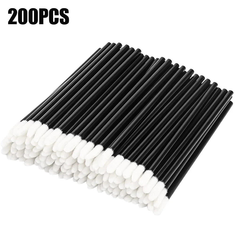 Disposable Lip Wands Wool 200 pack with wool fiber heads white handles bulk packaging