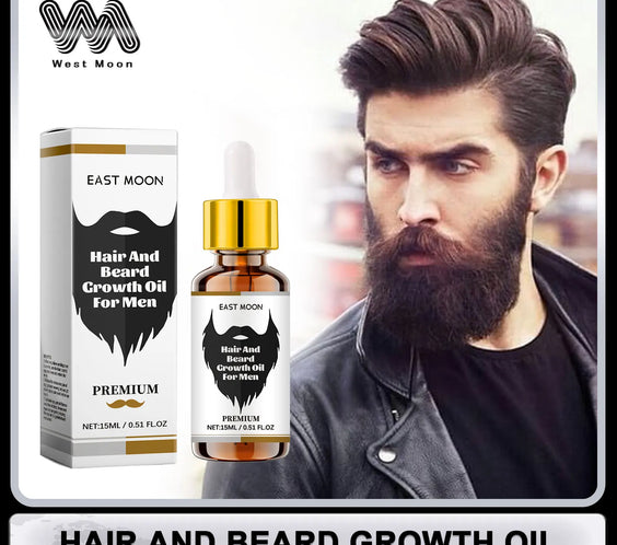 Beard Scalp Growth Serum 15ml bottle with dropper labeled East moon natural plant extracts
