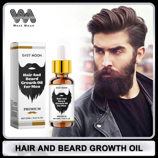 Beard Scalp Growth Serum 15ml bottle with dropper labeled East moon natural plant extracts