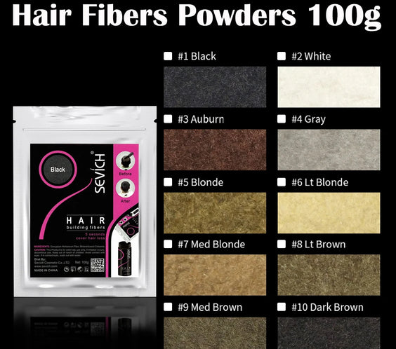 SEVICH Keratin Hair Fiber 100g container with keratin hair building fibers for thinning hair CPNP certified