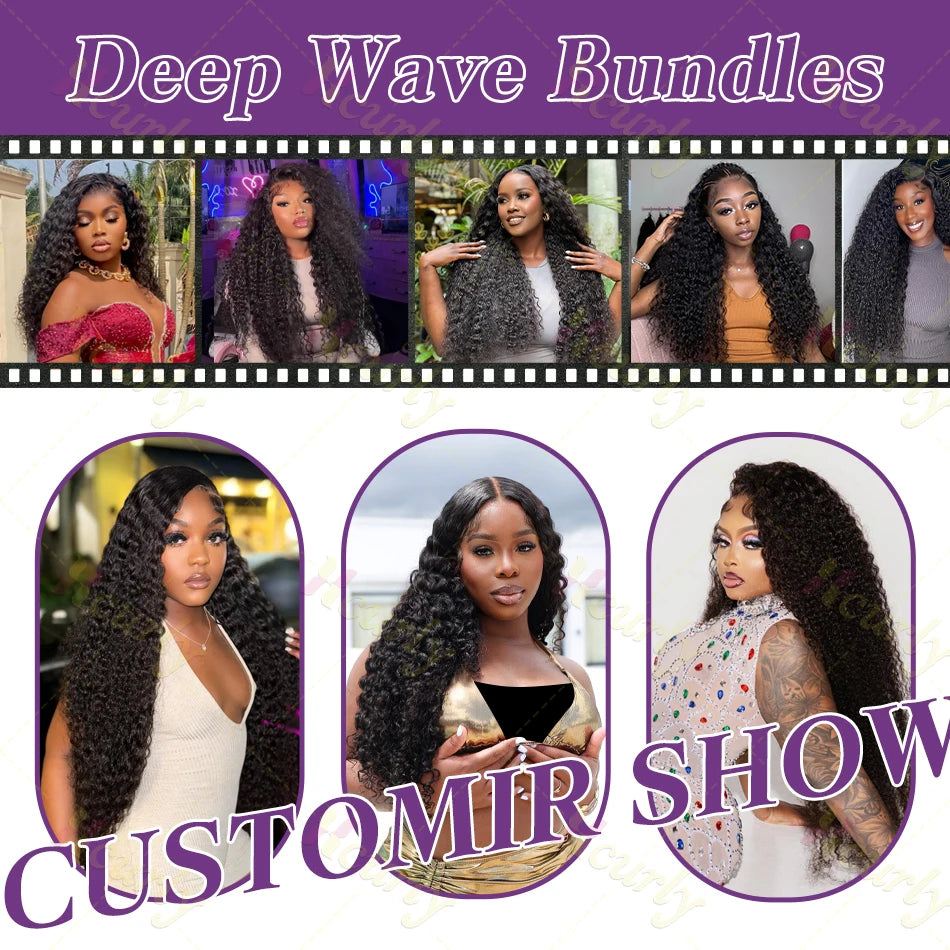Remy Deep Wave Water Wave Brazilian Hair Bundles 30 Inch Virgin 100 Percent Human Hair by Beauty Bae