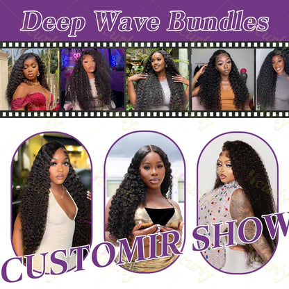 Remy Deep Wave Water Wave Brazilian Hair Bundles 30 Inch Virgin 100 Percent Human Hair by Beauty Bae
