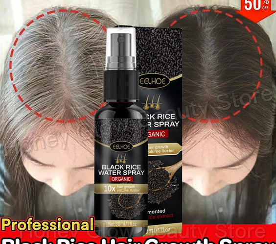 Gray To Black Hair Serum 30ml bottle labeled black rice extract unscented No High-Concern Chemicals Made in China Prod License 202304087
