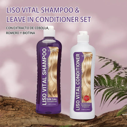 YILEST Rosemary Onion Hair Care Set Shampoo Leave-In Conditioner 248ml X2 For Dry Tangled Hair Nourishing Detangling by Beauty Bae