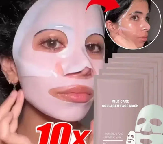 Bio Collagen Overnight Mask jar with label showing leave-on overnight hydration and lightweight pore-minimizing formula