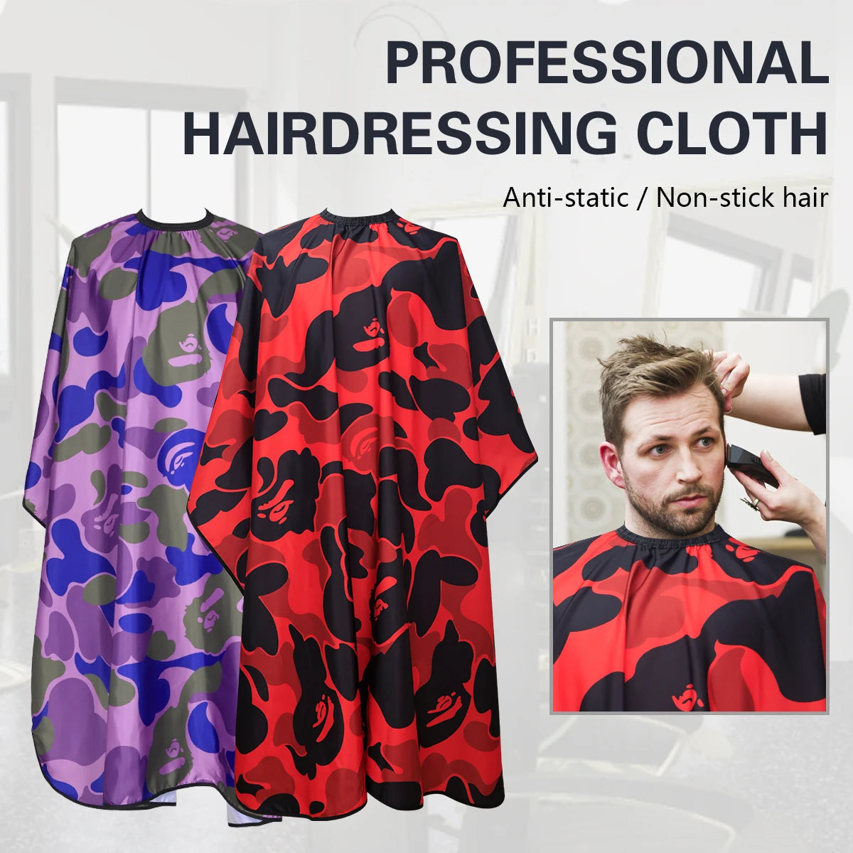 Barber polyester pongee cape 140x162 cm waterproof anti-static salon cape covering neck and shoulders