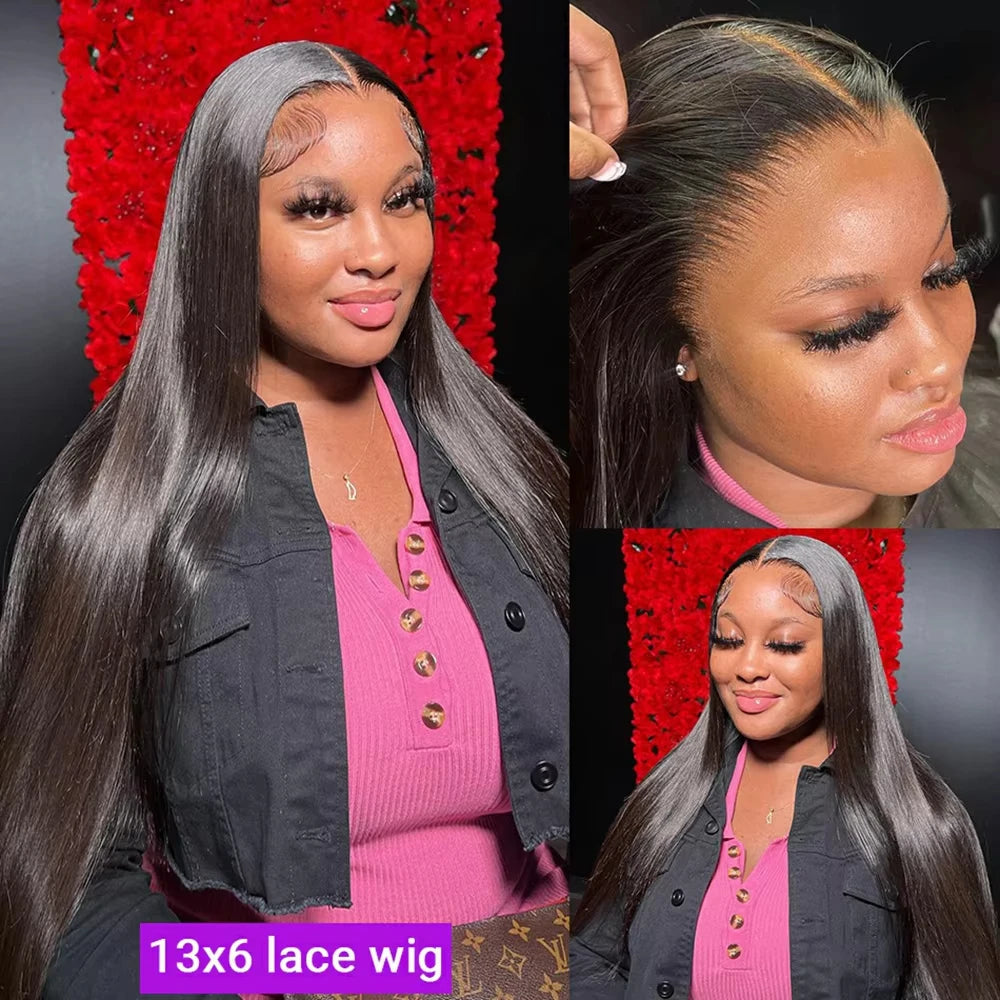 100 Percent Human Hair Bone Straight HD Lace Frontal 13x6 Lace Front Wig Glueless Brazilian Remy 30 to 40 Inch by Beauty Bae