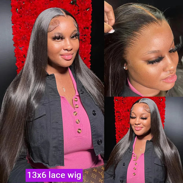 100 Percent Human Hair Bone Straight HD Lace Frontal 13x6 Lace Front Wig Glueless Brazilian Remy 30 to 40 Inch by Beauty Bae