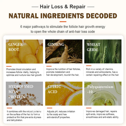 Purc Hair Growth Shampoo And Conditioner Set For All Hair Types 600 Ml Ginger Infused Nourish Repair And Smooth by Beauty Bae