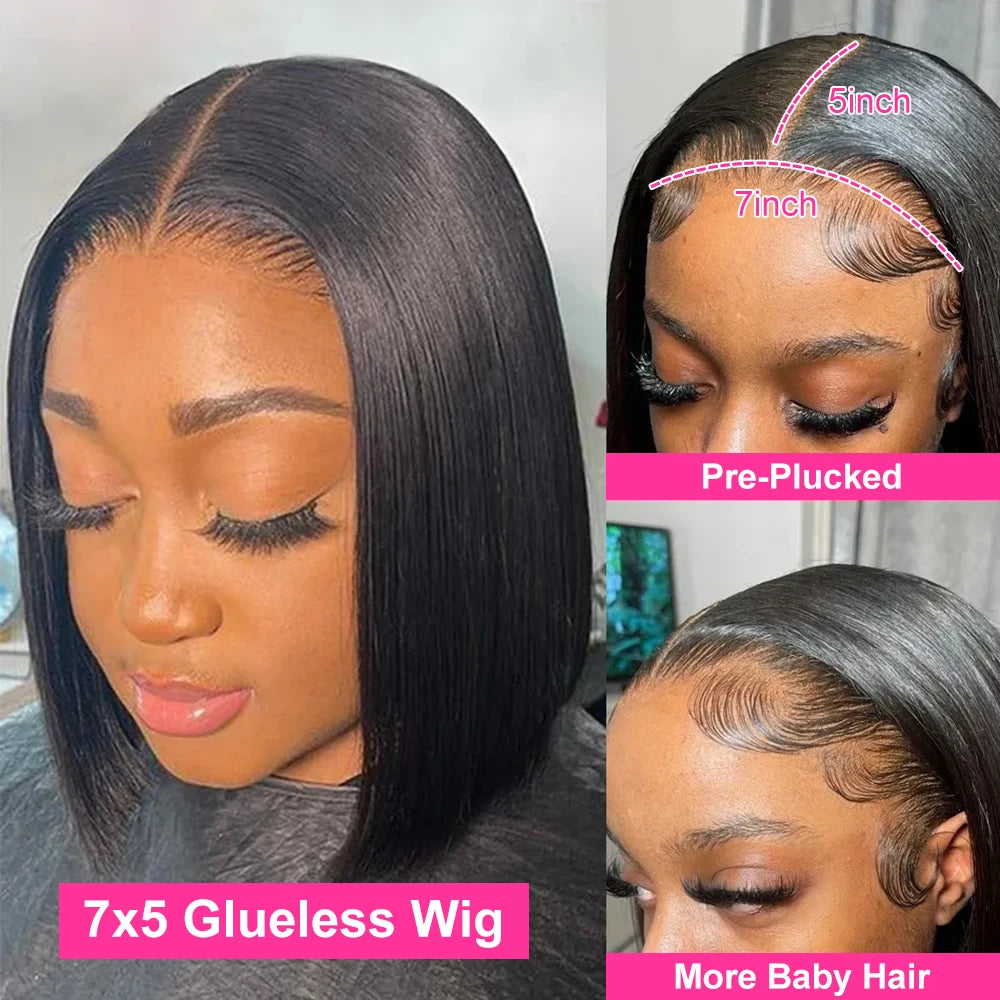 Glueless Bob Wig Human Hair Lace Front Wig 13x6 HD Transparent Swiss Lace Straight Short Bob Remy Chinese Hair by Beauty Bae