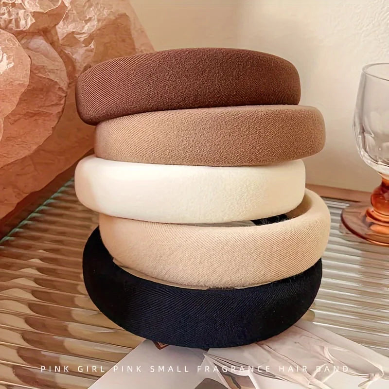 Women Solid Color Sponge Headband Wide Edge Hair Band For Face Wash Fashion Accessory by Beauty Bae