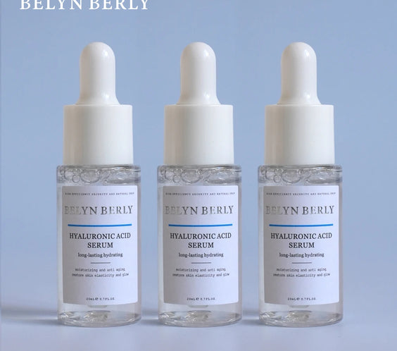 BELYN BERLY Hyaluronic Acid Face Serum 3PCS three dropper bottles lightweight liquid 3-year shelf life CPNP notified