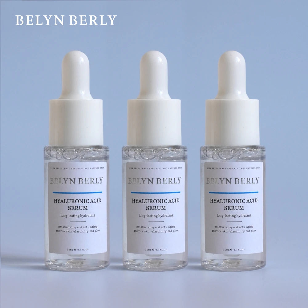 BELYN BERLY Hyaluronic Acid Face Serum 3PCS three dropper bottles lightweight liquid 3-year shelf life CPNP notified