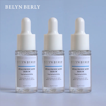 BELYN BERLY Hyaluronic Acid Face Serum 3PCS three dropper bottles lightweight liquid 3-year shelf life CPNP notified