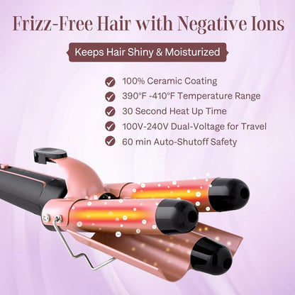 6-in-1 Ceramic Curling Wand - Beauty Bae