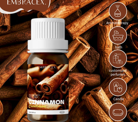 Cinnamon Bark Essential Oil 10ml amber bottle with EMBRACEX label and gift box