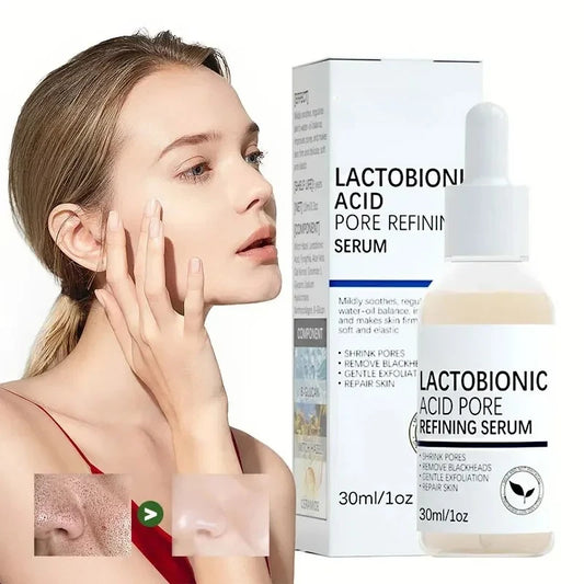 Lactobionic Pore Serum 30ml dropper bottle labeled PHA with ceramide sodium hyaluronate and witch hazel