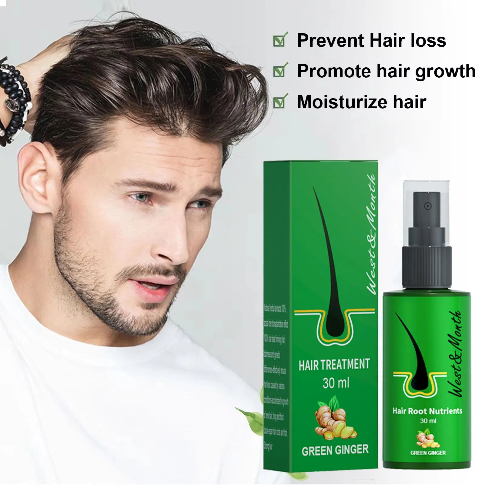 Hair Growth Spray Scalp Repair bottle with spray nozzle labeled eelhoe CPNP certified made in Mainland China