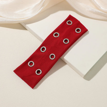 Y2K Hollowed Out Wide Elastic Headband Eyelets Punk Rock Grunge Headwrap Stretchy Headband Women Hair Accessories by Beauty Bae