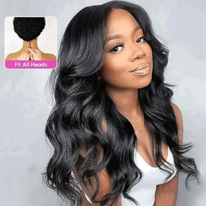 V Part Wig Body Wave Human Hair Glueless Brazilian Remy Wig Natural Color 220 Density V Shape 30 To 36 Inches by Beauty Bae