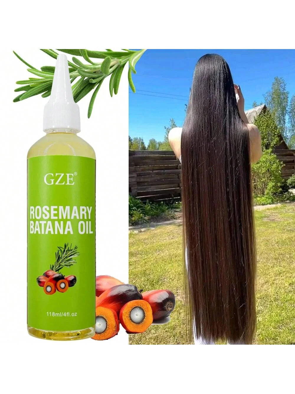 Rosemary Batana Deep Hair Oil 118ML bottle labeled CPNP certified botanical rosemary and Batana oils for frizz control