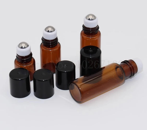 Amber Glass Roll-On Bottles