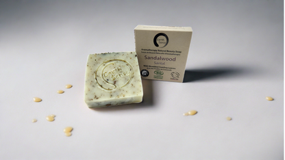 Organic Certified Solid Soap - Sandalwood with Shredded Comfrey Leaves 90g.