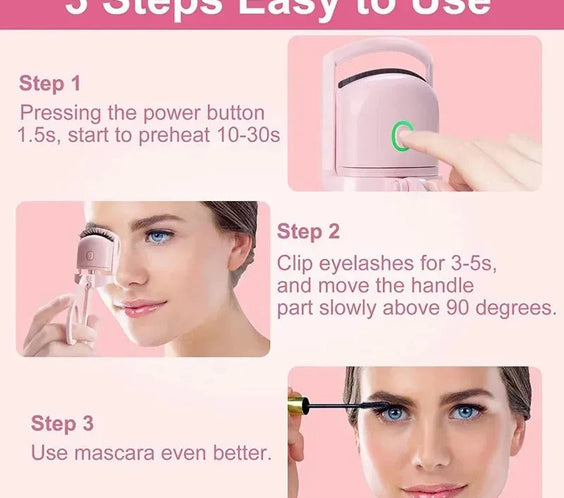 LuxCurls Electric Eyelash Curler Instant, Long-Lasting Dramatic Lift.