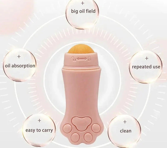 Cat Paw Oil Absorbing Roller – Portable Face Oil Remover.