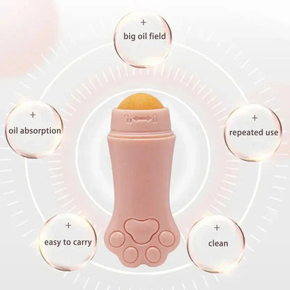 Cat Paw Oil Absorbing Roller – Portable Face Oil Remover.