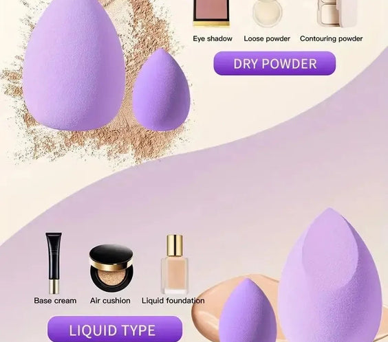 Luxury Purple Beauty Blender Collection	Multi-Shape Set for Perfect Contouring.