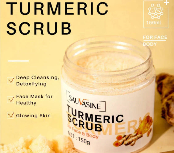 Turmeric Face & Body Scrub Anti-Aging Exfoliator for Glowing Skin.
