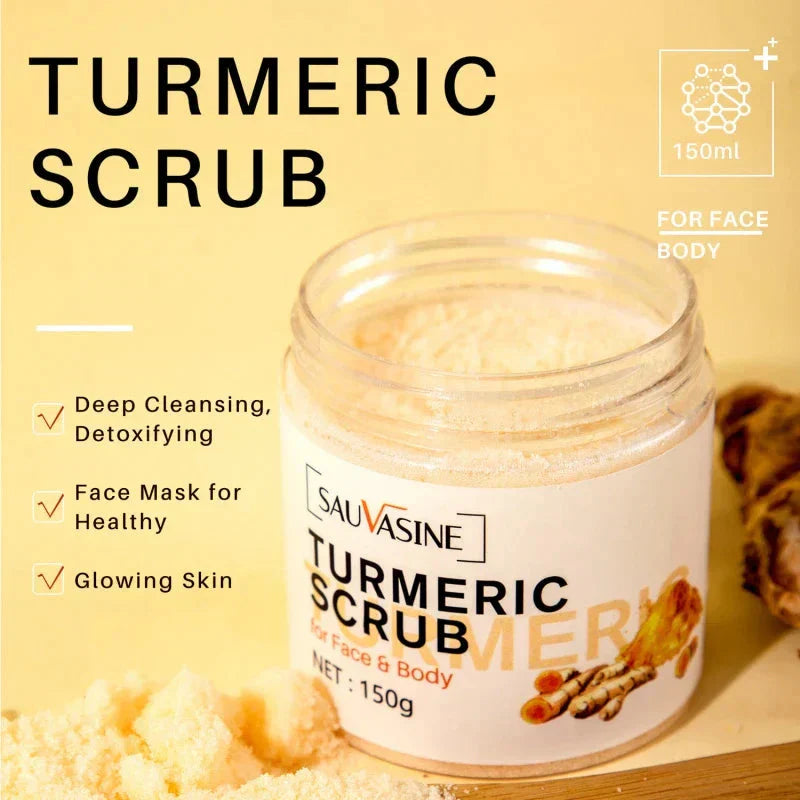 Turmeric Face & Body Scrub Anti-Aging Exfoliator for Glowing Skin.